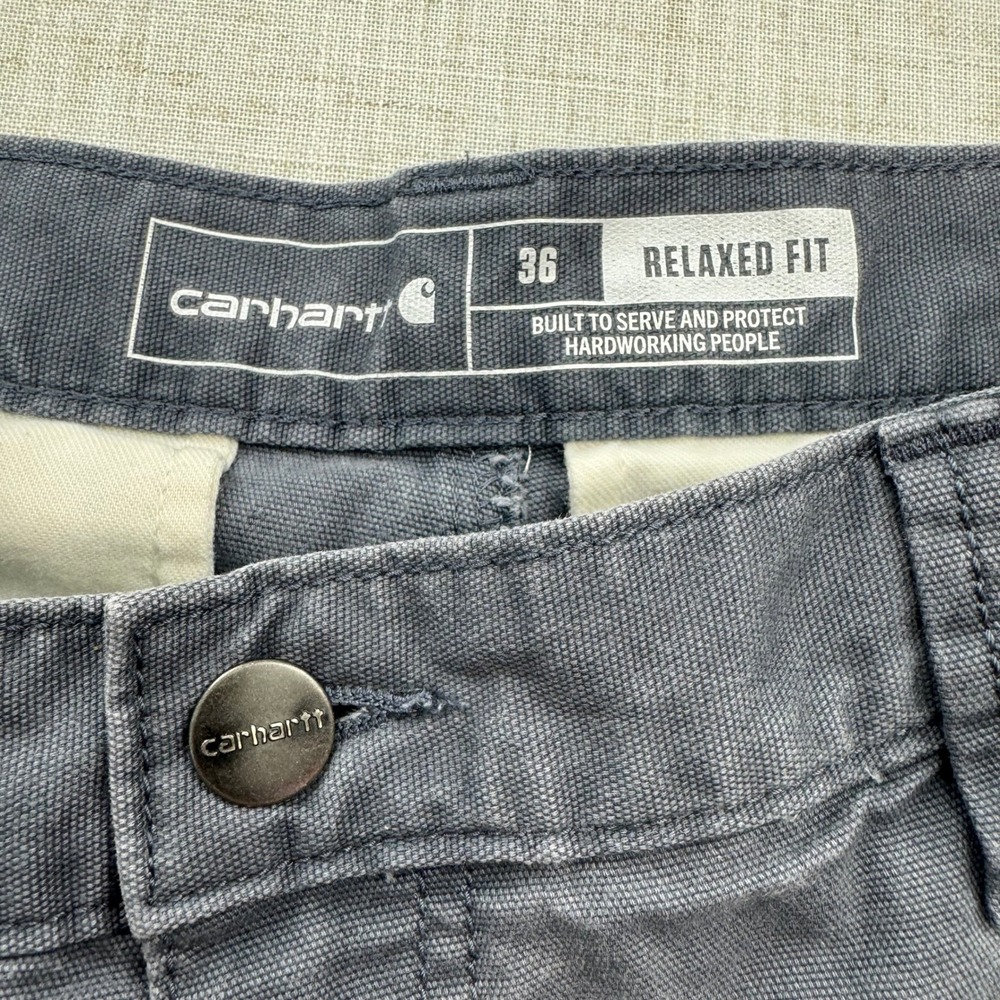 Carhartt Rugged Flex Relaxed Fit Canvas Cargo Work Shorts Gray Mens Sz 36 EUC - Picture 2 of 10